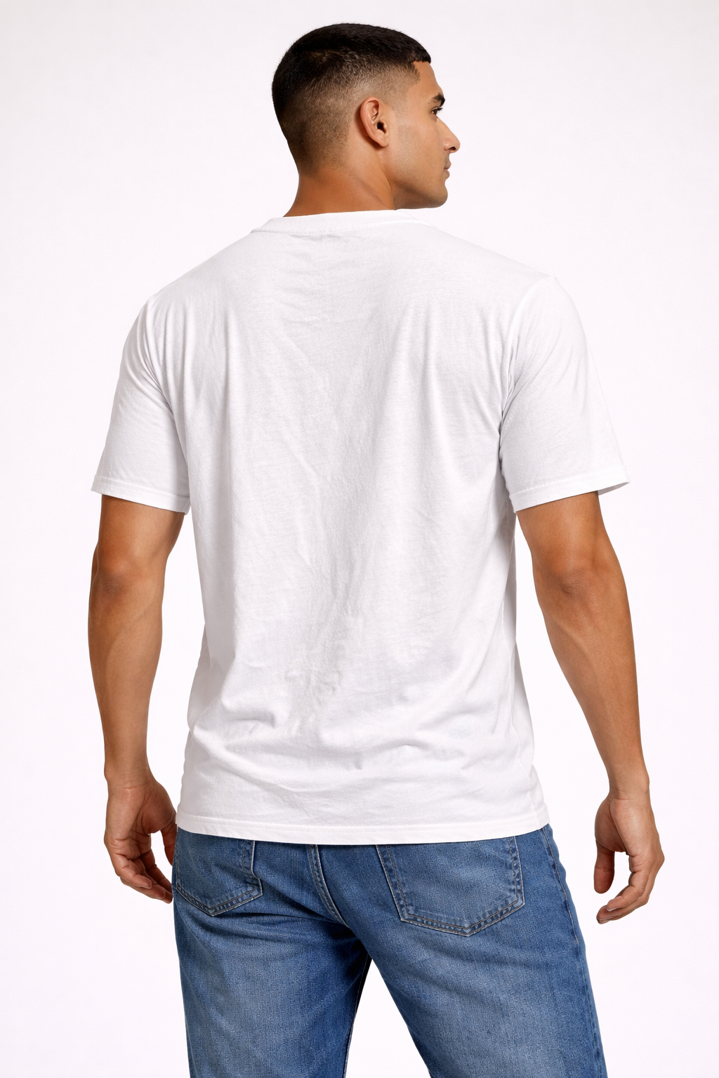 White Vertical Graphic Print Crew Neck T-Shirt