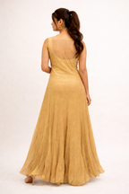 Elegant Golden Embroidered Anarkali Gown