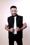 Brown Men’s Sleeveless High-Neck Zipper Jacket