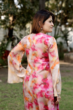 Graceful Printed V-Neck Ethnic Set