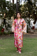 Graceful Printed V-Neck Ethnic Set