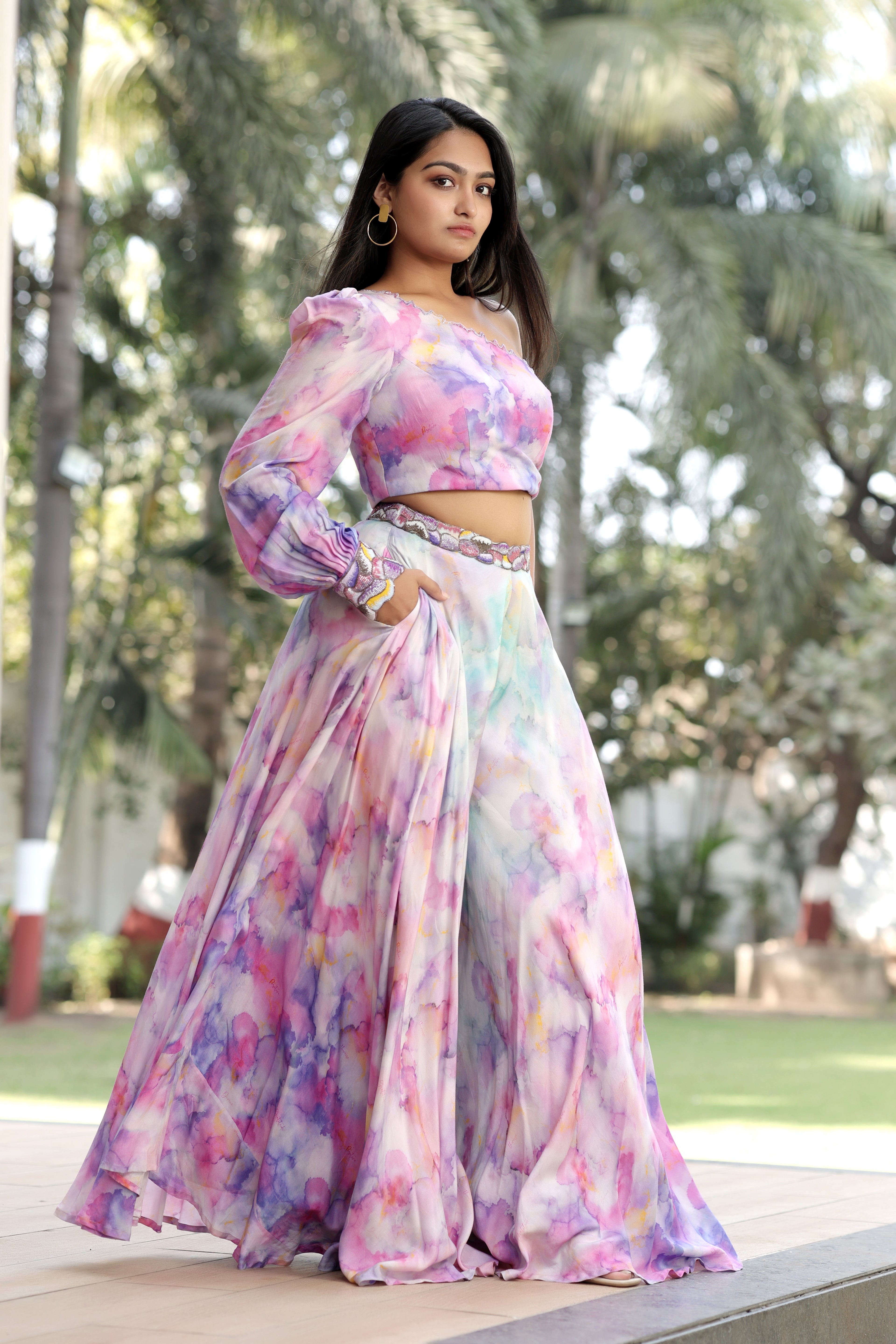 Celestial Bloom Statement Skirt Set