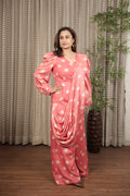 Graceful Coral Printed Occasion Dress
