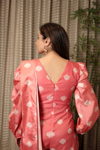 Graceful Coral Printed Occasion Dress