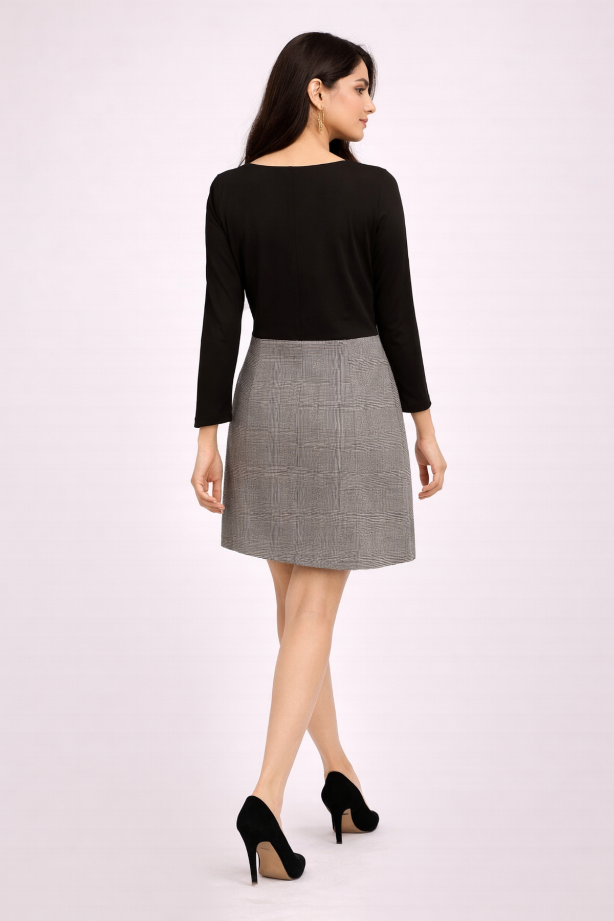 Timeless Noir & Glen Plaid Wrap Dress