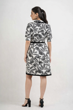 Botanical Sketch A-Line Dress in Black and White