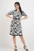 Botanical Sketch A-Line Dress in Black and White