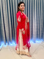 Sophisticated Crimson Straight-Cut Kurta & Tiered Sharara