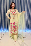 Designer Pastel Green & Pink Festive Gown