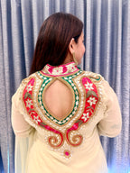 Designer Pastel Green & Pink Festive Gown