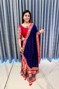 Royal Navy & Fuchsia Hand-Embroidered Chaniya Choli