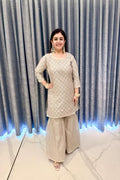 Luxury Beige & Gold Festive Sharara Suite