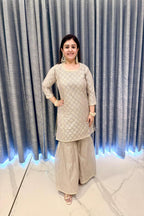 Luxury Beige & Gold Festive Sharara Suite
