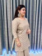 Luxury Beige & Gold Festive Sharara Suite