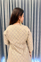 Luxury Beige & Gold Festive Sharara Suite
