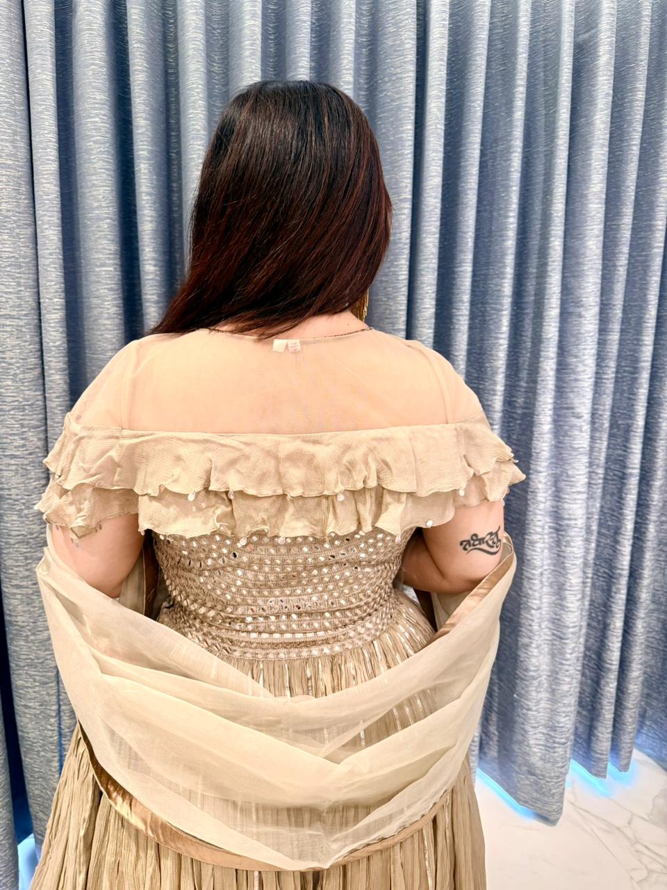 Moonlit Beige Ruffle Chaniya Choli