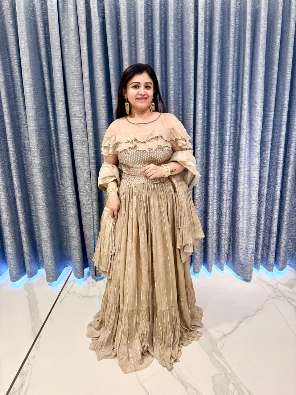 Moonlit Beige Ruffle Chaniya Choli