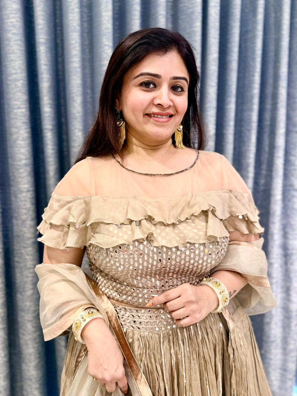 Moonlit Beige Ruffle Chaniya Choli
