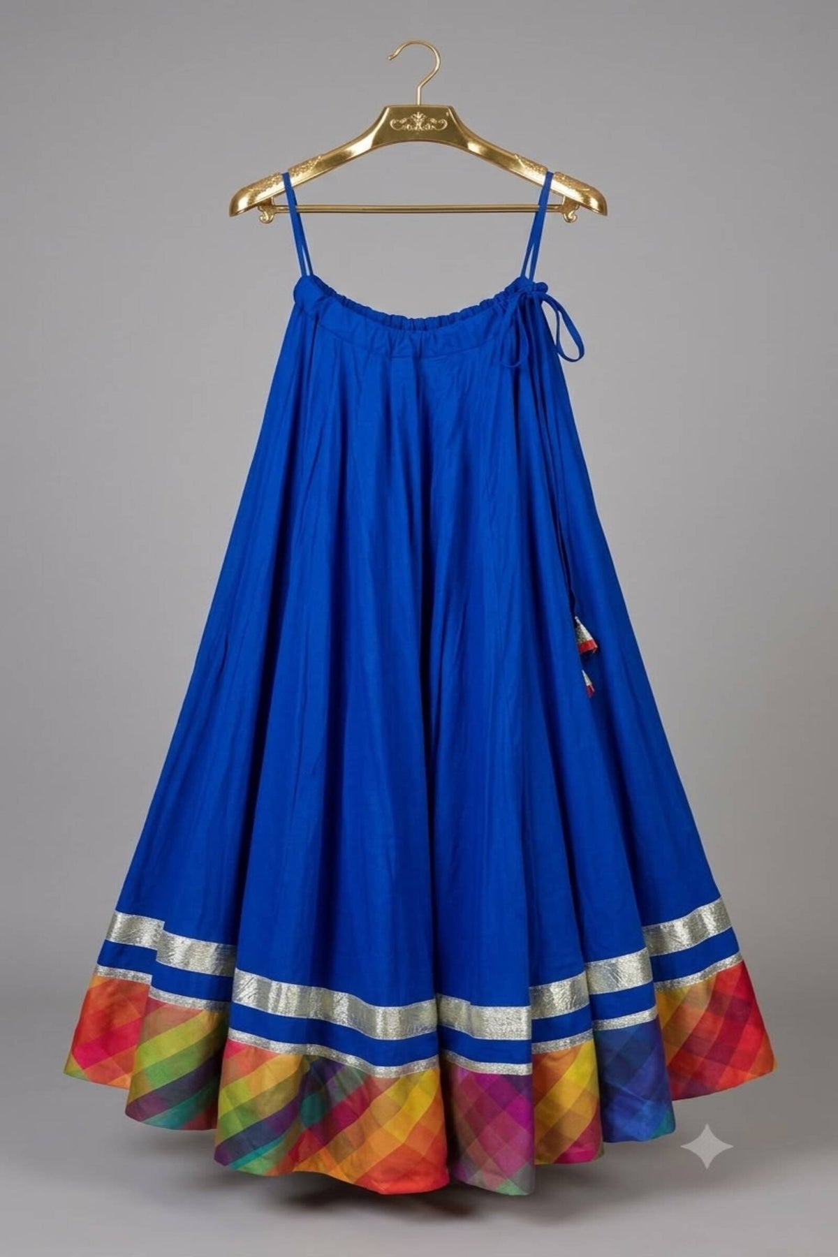 Royal Blue Multicolour Border Chaniya