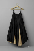 Black & Gold Panelled Flare Chaniya