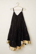 Black & Gold Embroidered Flared Dress