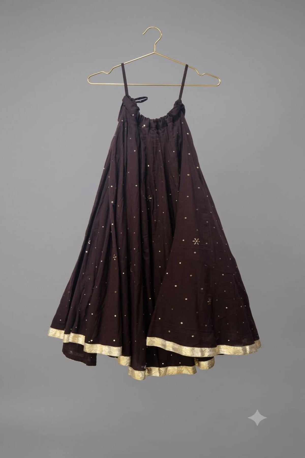 Chocolate Brown Gold-Buti Chaniya