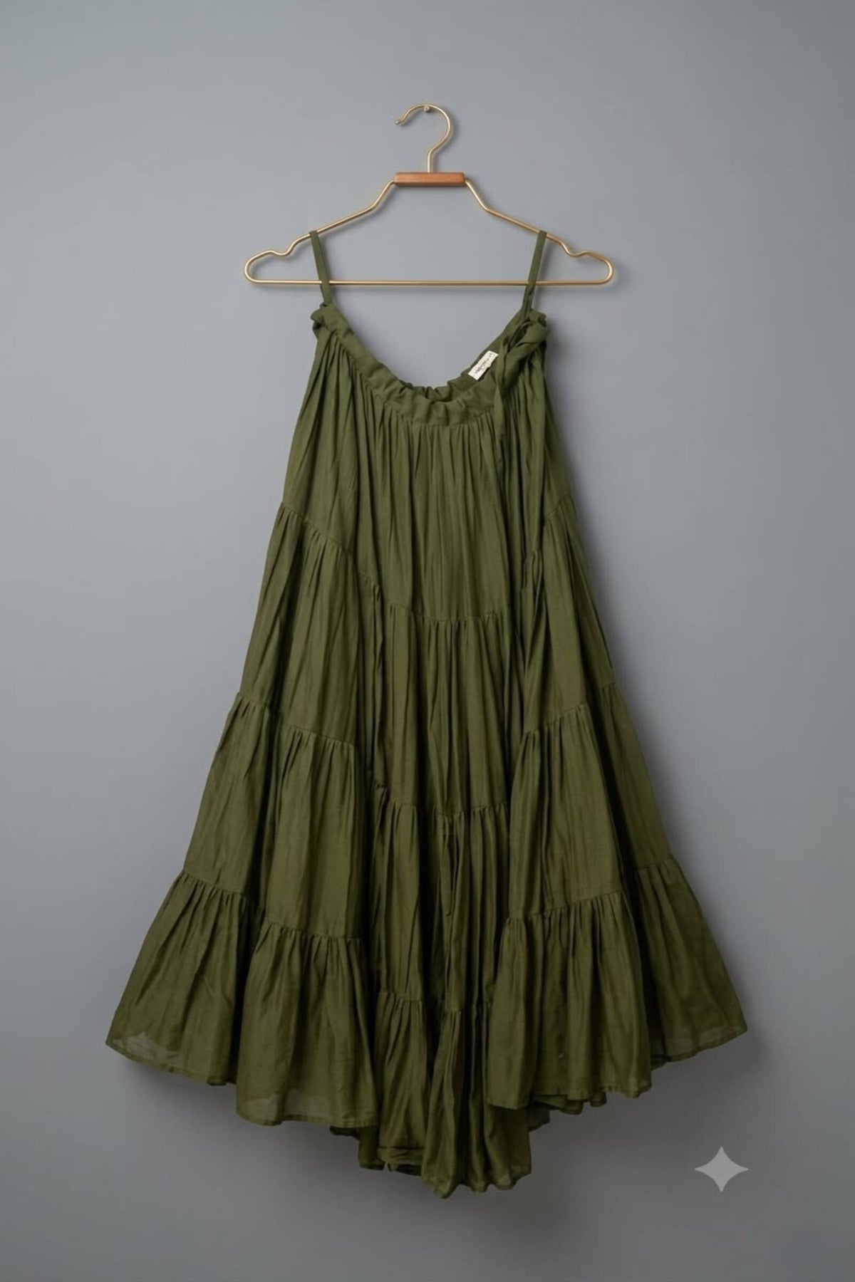 Olive Green Tiered Flared Chaniya