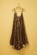 Black & Mustard Floral Printed Gold-Border Chaniya
