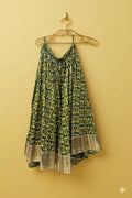 Olive Green Paisley Print Flared Lehenga with Zari Border