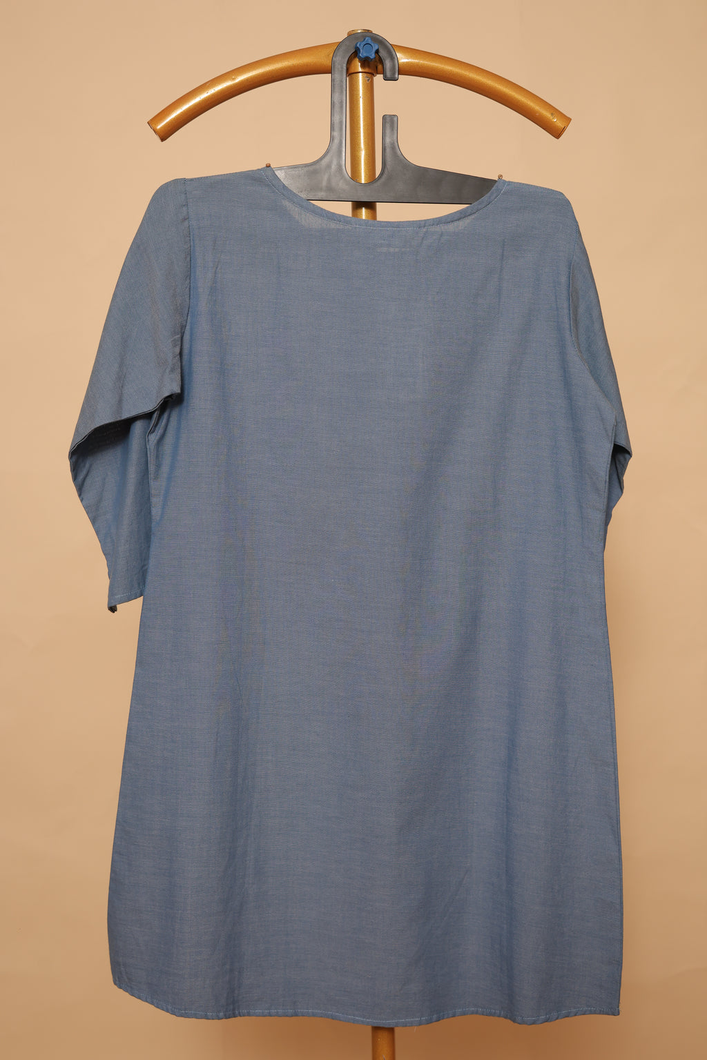 Slate Blue Pleated cotton dress