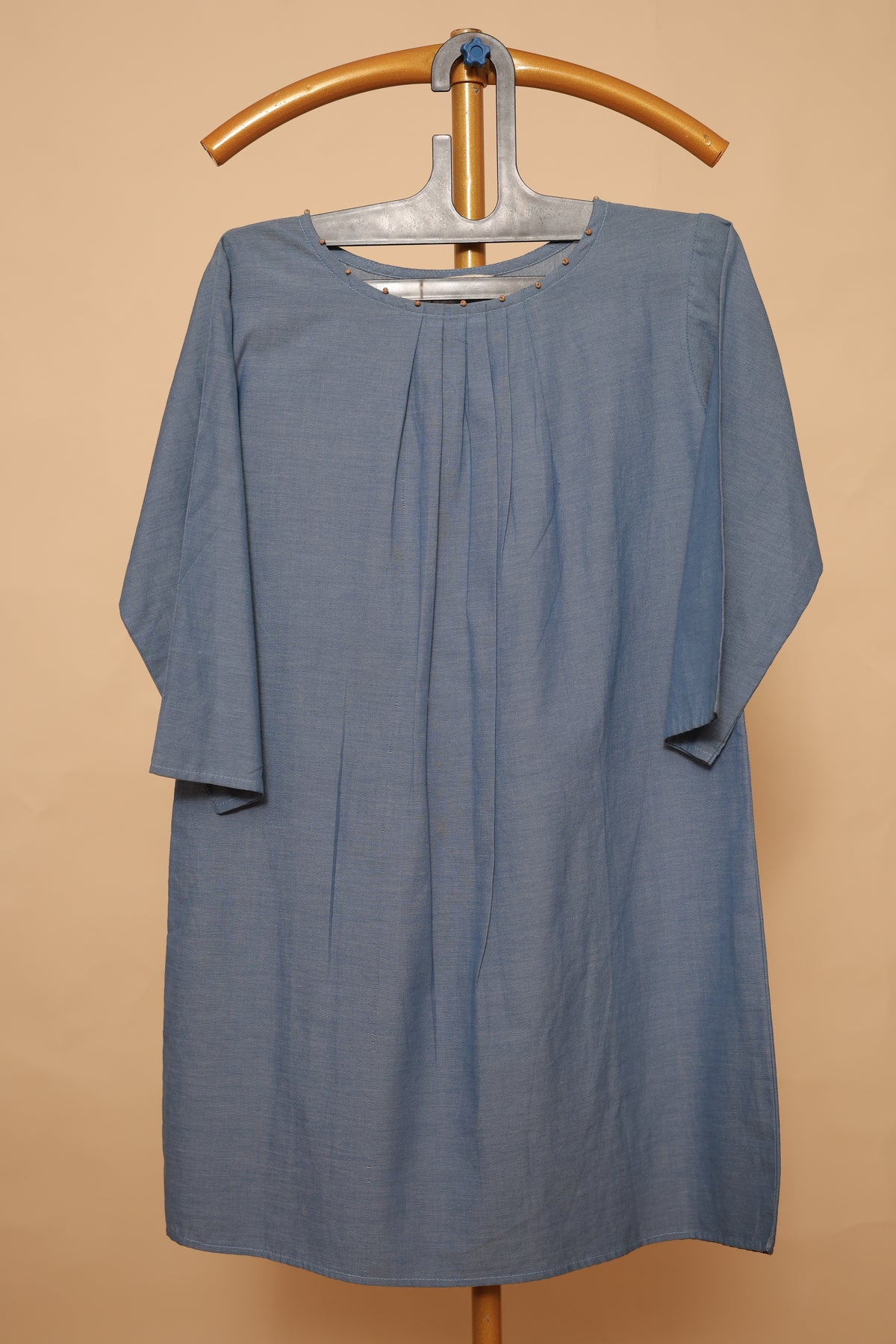 Slate Blue Pleated cotton dress