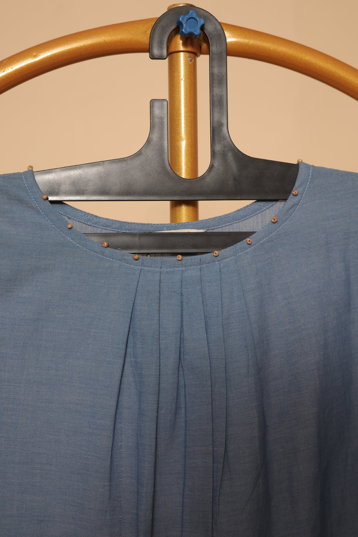 Slate Blue Pleated cotton dress