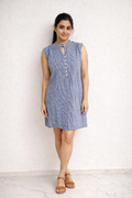 Midnight Indigo Pinstripe Shift Dress