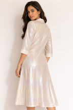 Opal Holographic Collared Shirt Dress