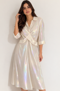 Opal Holographic Collared Shirt Dress