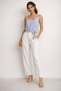Blue & White Striped Tie-Waist Camisole