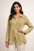 Champagne Shimmer Peplum Shirt