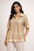 Champagne Gold Lattice-Mesh Polo