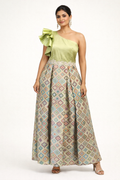 Pistachio Silk One-Shoulder Gown