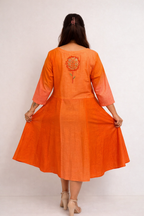 Tangerine & Coral Ombre Fit-and-Flare Dress