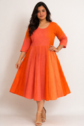 Tangerine & Coral Ombre Fit-and-Flare Dress