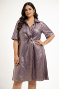 Lilac Shimmer Draped Party Dress