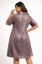 Lilac Shimmer Draped Party Dress