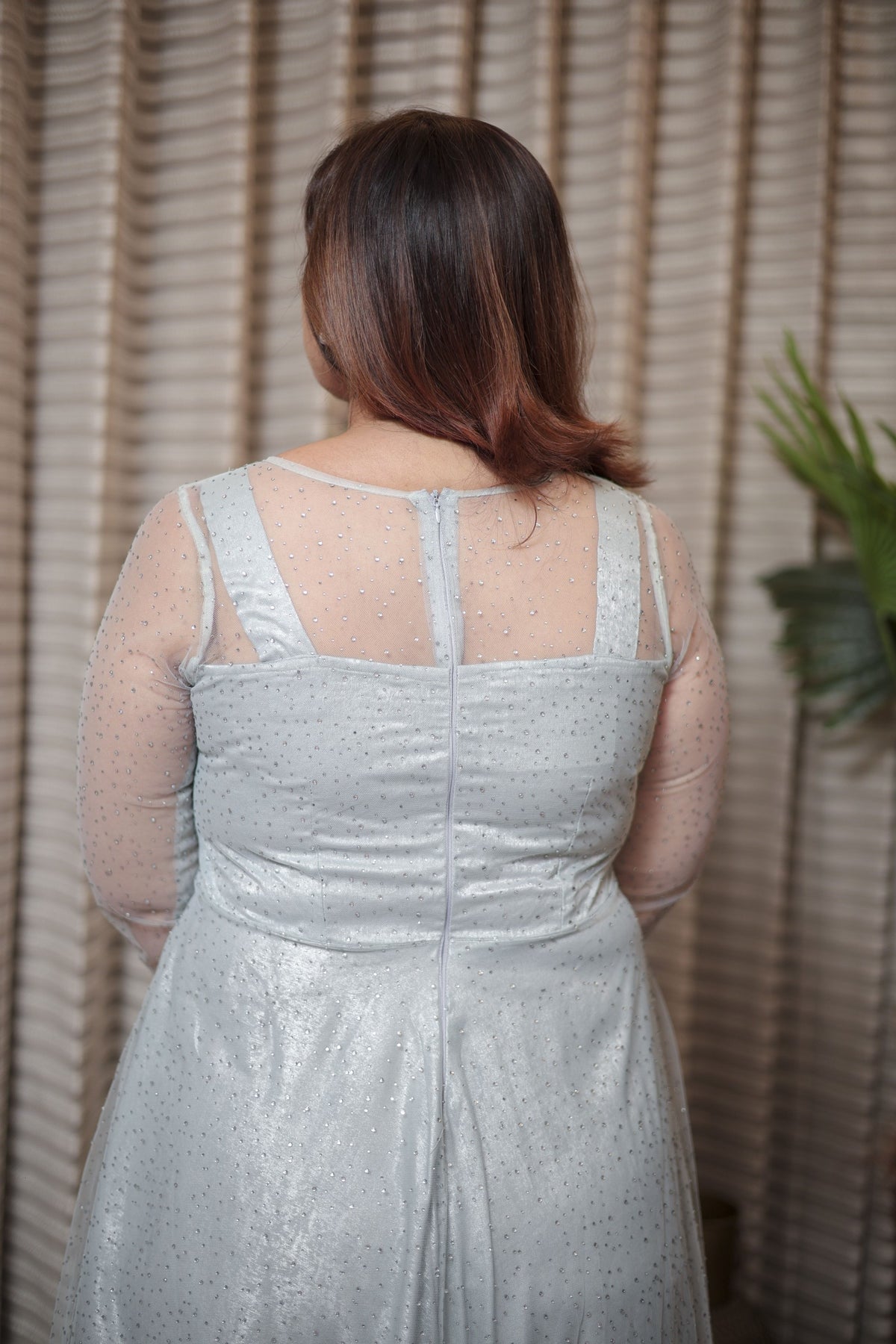 Elegant Shimmering Powder Blue Party Wear Gown