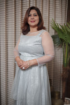 Elegant Shimmering Powder Blue Party Wear Gown