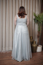 Elegant Shimmering Powder Blue Party Wear Gown