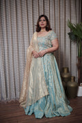 Aqua Blue Embroidered Chaniya Choli Set