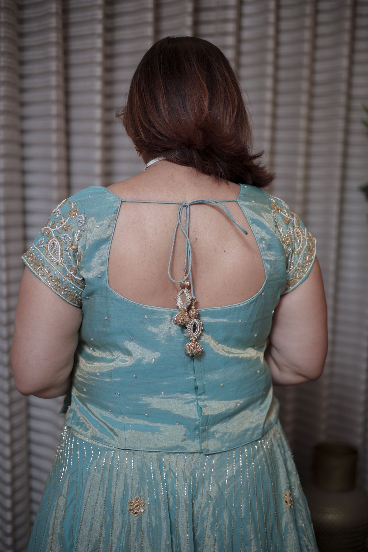 Aqua Blue Embroidered Chaniya Choli Set