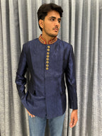 Royal Navy Blue Jacquard Jodhpuri