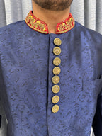 Royal Navy Blue Jacquard Jodhpuri
